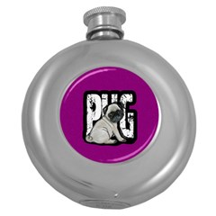 Pug Round Hip Flask (5 Oz) by Valentinaart