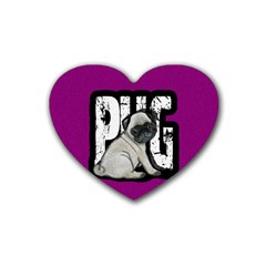 Pug Rubber Coaster (heart)  by Valentinaart