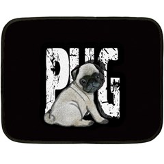 Pug Double Sided Fleece Blanket (mini)  by Valentinaart