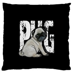 Pug Large Cushion Case (one Side) by Valentinaart