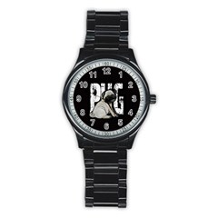 Pug Stainless Steel Round Watch by Valentinaart