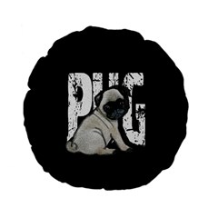 Pug Standard 15  Premium Flano Round Cushions by Valentinaart