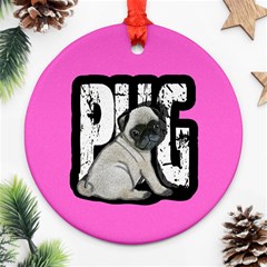 Pug Ornament (round) by Valentinaart