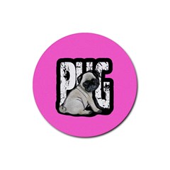 Pug Rubber Round Coaster (4 Pack)  by Valentinaart