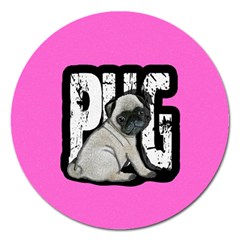 Pug Magnet 5  (round) by Valentinaart