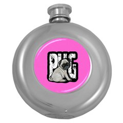 Pug Round Hip Flask (5 Oz) by Valentinaart