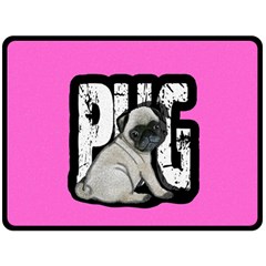 Pug Fleece Blanket (large)  by Valentinaart