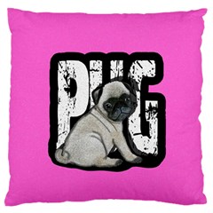 Pug Large Cushion Case (one Side) by Valentinaart