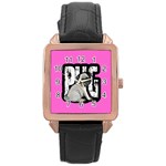 Pug Rose Gold Leather Watch  Front