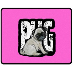 Pug Double Sided Fleece Blanket (medium)  by Valentinaart