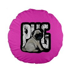 Pug Standard 15  Premium Flano Round Cushions by Valentinaart