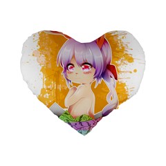 Easter Bunny Girl Standard 16  Premium Flano Heart Shape Cushions by Catifornia