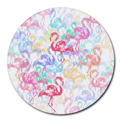 Flamingo Pattern Round Mousepads by Valentinaart