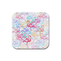 Flamingo Pattern Rubber Square Coaster (4 Pack)  by Valentinaart