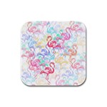 Flamingo pattern Rubber Square Coaster (4 pack)  Front