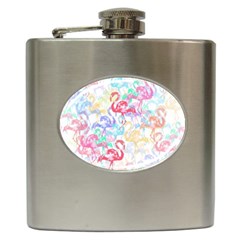 Flamingo Pattern Hip Flask (6 Oz) by Valentinaart