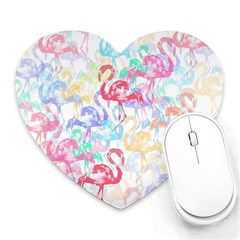 Flamingo Pattern Heart Mousepads by Valentinaart