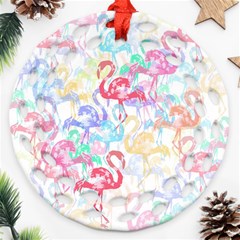 Flamingo Pattern Ornament (round Filigree) by Valentinaart