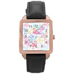 Flamingo pattern Rose Gold Leather Watch  Front