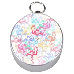 Flamingo Pattern Silver Compasses by Valentinaart