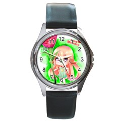 Happy Mother s Day Furry Girl Round Metal Watch by Catifornia