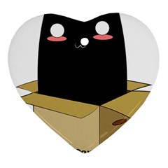 Black Cat In A Box Ornament (heart) by Catifornia