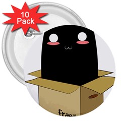 Black Cat In A Box 3  Buttons (10 Pack)  by Catifornia