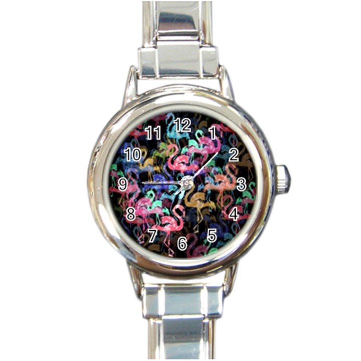 Flamingo pattern Round Italian Charm Watch