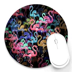 Flamingo Pattern Round Mousepads by Valentinaart