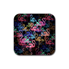 Flamingo Pattern Rubber Coaster (square)  by Valentinaart