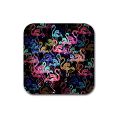 Flamingo Pattern Rubber Square Coaster (4 Pack)  by Valentinaart