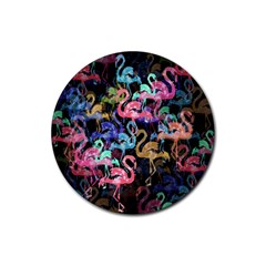 Flamingo Pattern Rubber Coaster (round)  by Valentinaart