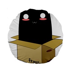 Black Cat In A Box Standard 15  Premium Round Cushions by Catifornia