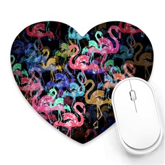 Flamingo Pattern Heart Mousepads by Valentinaart