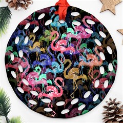 Flamingo Pattern Ornament (round Filigree) by Valentinaart