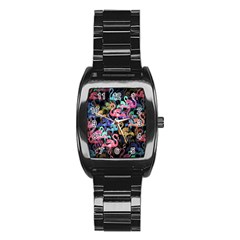 Flamingo Pattern Stainless Steel Barrel Watch by Valentinaart