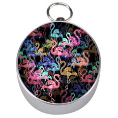 Flamingo Pattern Silver Compasses by Valentinaart