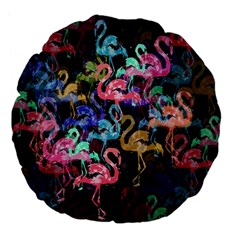 Flamingo Pattern Large 18  Premium Flano Round Cushions by Valentinaart