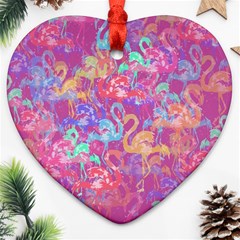 Flamingo pattern Heart Ornament (Two Sides)