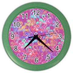 Flamingo Pattern Color Wall Clocks by Valentinaart