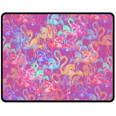 Flamingo Pattern Fleece Blanket (medium)  by Valentinaart