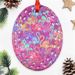 Flamingo Pattern Ornament (oval Filigree) by Valentinaart