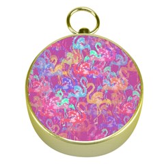 Flamingo pattern Gold Compasses