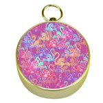 Flamingo pattern Gold Compasses Front