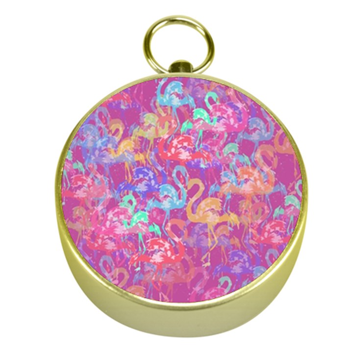 Flamingo pattern Gold Compasses