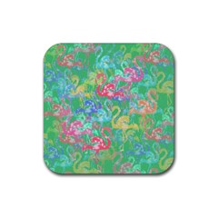 Flamingo Pattern Rubber Coaster (square)  by Valentinaart