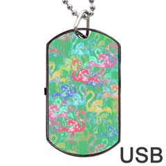 Flamingo Pattern Dog Tag Usb Flash (one Side) by Valentinaart