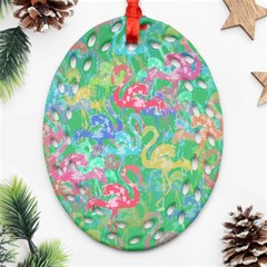 Flamingo Pattern Ornament (oval Filigree) by Valentinaart