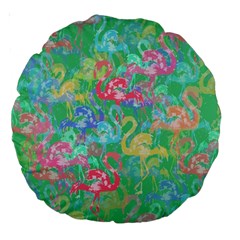 Flamingo Pattern Large 18  Premium Round Cushions by Valentinaart