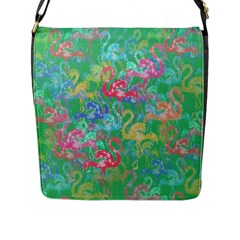 Flamingo Pattern Flap Messenger Bag (l) 